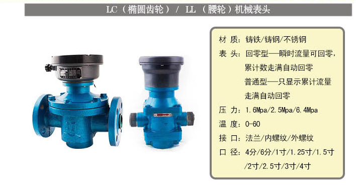 橢圓齒輪流量計內螺紋型純機械式 技術參數